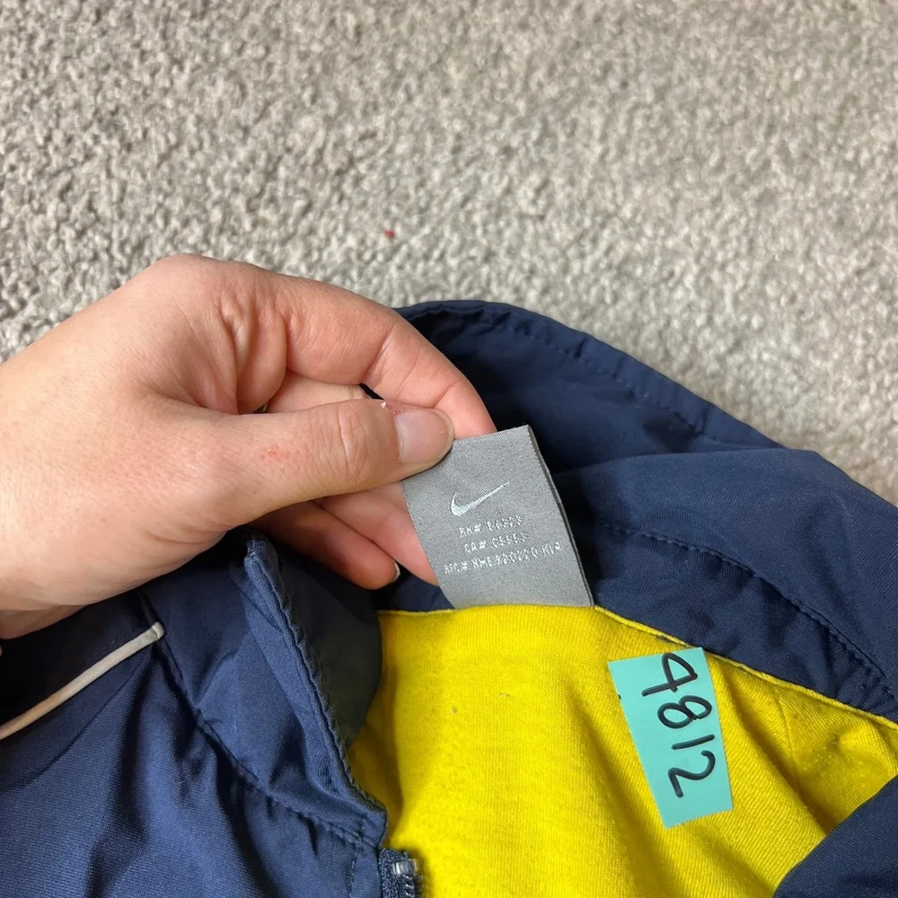 vtg y2k Nike jacket boys large Navy Yellow‎ Lined Track Jacket Zip Up Athletic